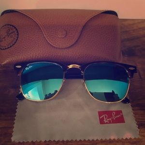 Ray Ban Clubmaster Blue Reflective Lens